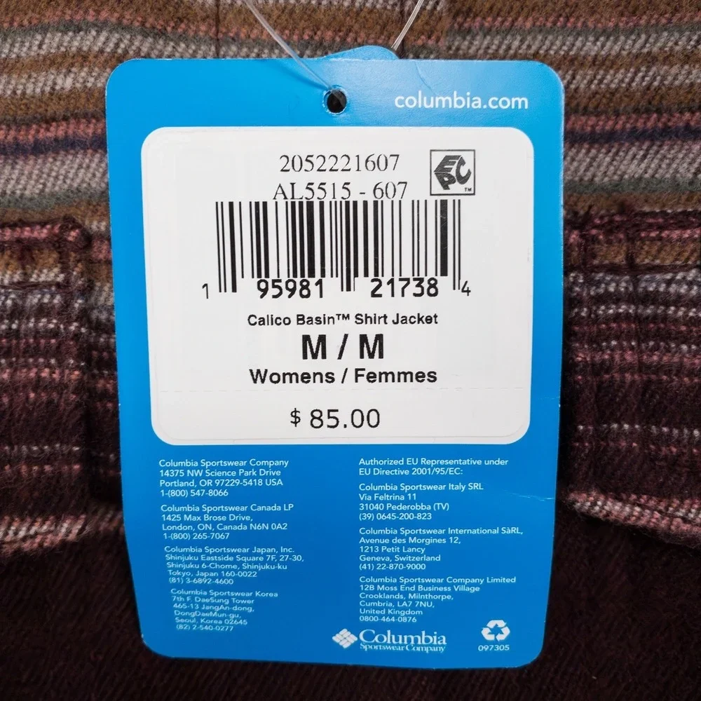 COLUMBIA Women's Calico Basin Shirt‎ Jacket Size Medium Stripe Regular Fit - Picture 8 of 16